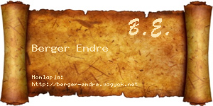 Berger Endre névjegykártya